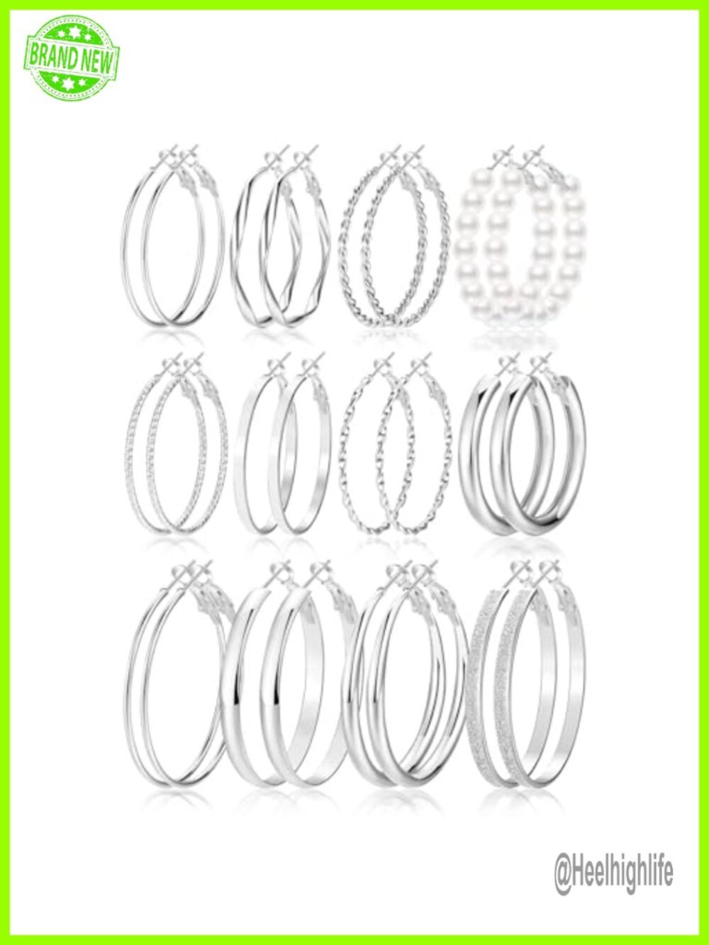 12 Pairs Gold Hoop Earrings Set Hypoallergenic Alloy 40mm 50mm